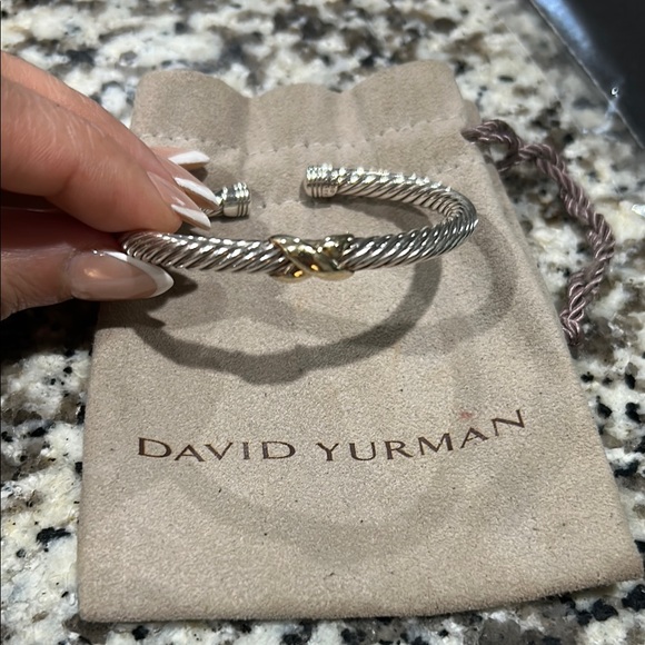 David Yurman Silver and Gold X Cable Bracelet - Picture 1 of 6